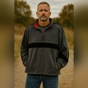 Fubu Vintage Gray and Black Quarter-Zip Pullover Size 4X